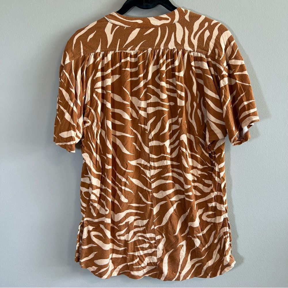 ✨ Anthropologie Maeve Windham‎ Tiger Striped Henley Top Small - Picture 11 of 14